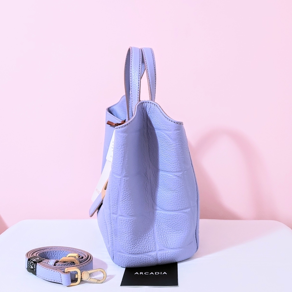 NWT Rare HTF ARCADIA Bia Small Tote Crossbody Bag Lavender Pebbled Leather lilac - Picture 7 of 12